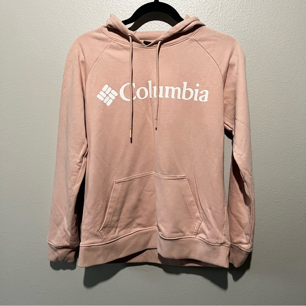 COLUMBIA- Pink/Peach Hoodie with Logo and Front Pocket Size M